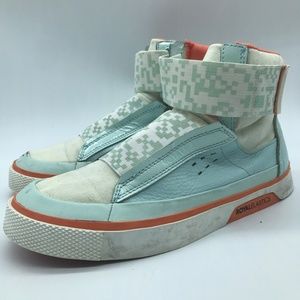 Royal Elastic White & Light Blue High Tops Vintage